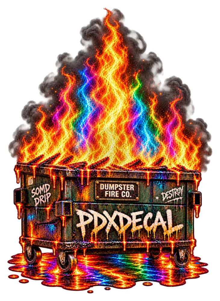 Dumpster Fire decal