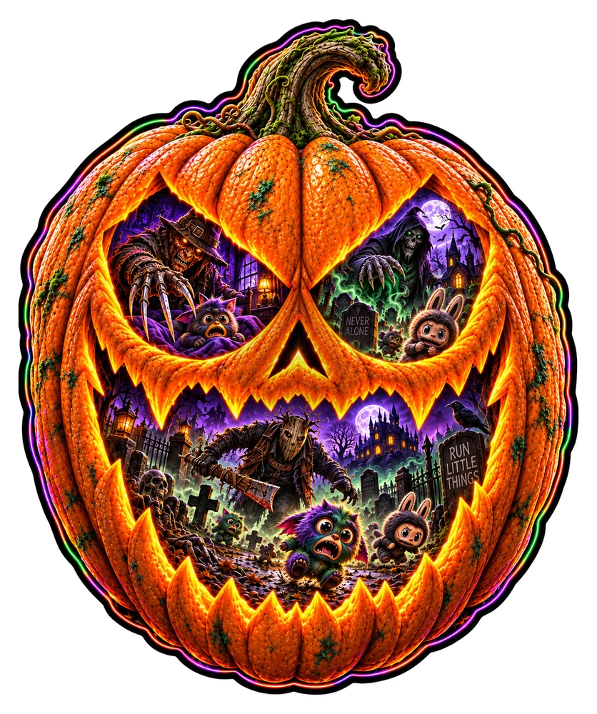Neon Haunted Jack-o'-Lantern decal